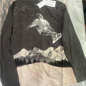 NWT Kids GAP Glow in the Dark Snowboard Graphic Shirt - Black